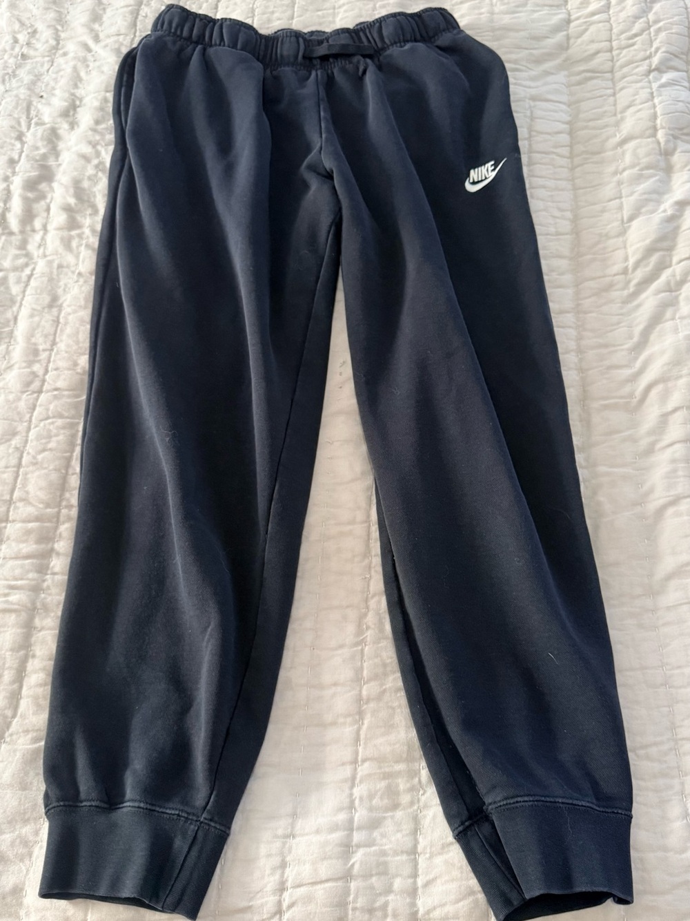 Nike Black Kids Fleece Joggers with White Logo